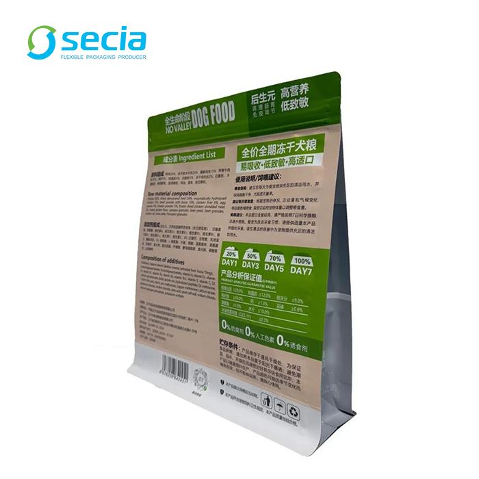 High Barrier Flat Bottom Pet Food Packaging Bags for Premium Dog & Cat Food